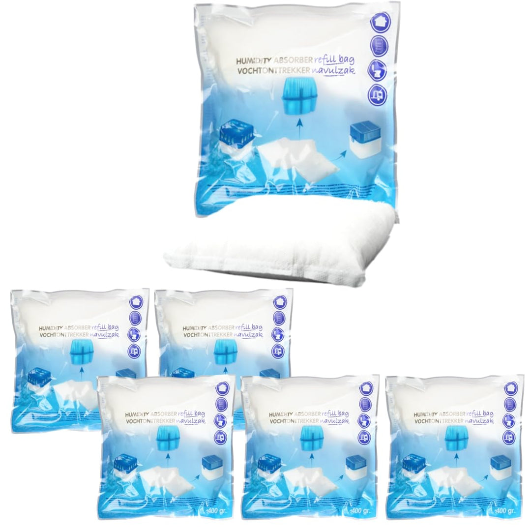 Stimo 6x Luftentfeuchter Nachfüllpack 400g Raumentfeuchter Feuchtigkeits-Stopper Granulat - Beutel (