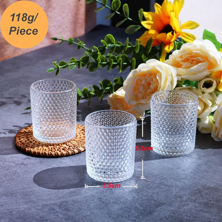 Bubbles Teelichthalter Glas mit 12 Stück, Klare Teelichtgläser für Feiern und Partys, Haus Teelichte