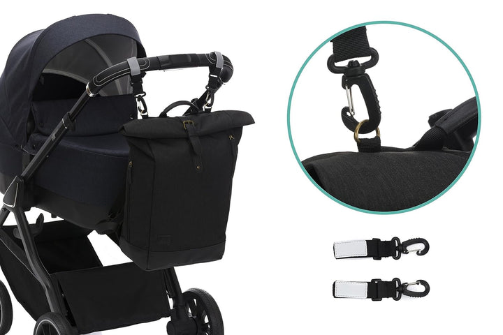 Fillikid Wickelrucksack Berlin | Baby Wickelrucksack mit Kinderwagenbefestigung | Wickeltasche Rucks