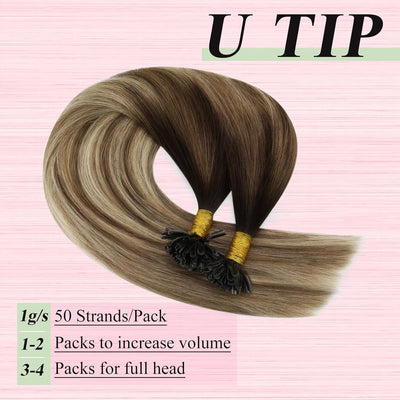 YoungSee Bonding Extensions Echthaar Balayage Keratin Bondings Echthaar 45cm Extensions Echthaar Bon