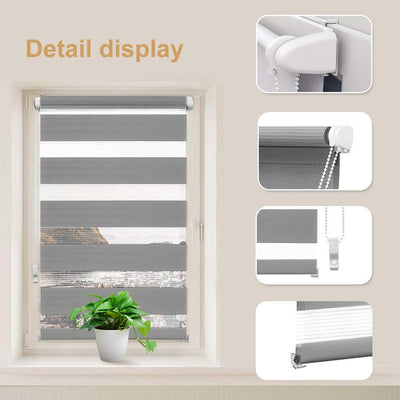 OBdeco Doppelrollo Duo Rollo Klemmfix ohne Bohren B80cm x H150cm(Stoffbreite 76 cm) Grau für Fenster