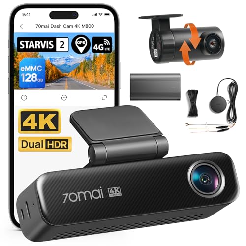 【70mai M800 Dashcam + UP04 + Akku Pack BL96NNX】 70mai M800 4K Dashcam Auto Vorne und Hinten, STARVIS