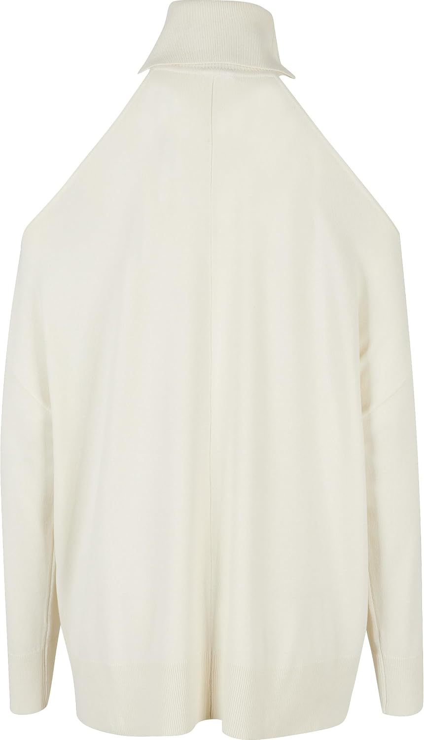 Urban Classics Damen Ladies Cold Shoulder Turtelneck Sweater XXL Whitesand, XXL Whitesand