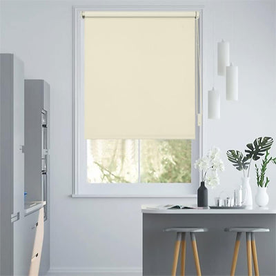 Eurohome Verdunkelungsrollo Thermo Rollo 100x160cm (Stoffbreite 96 cm) Creme Klemmfix ohne Bohren mi