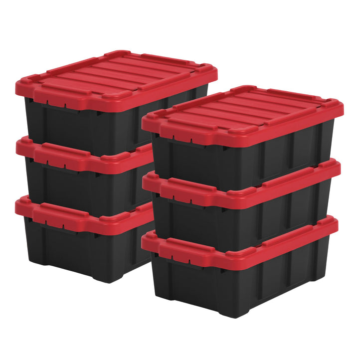 Iris Ohyama Heavy Duty Organisation Boxes, 12.5L, 6er-Set, Rot, Kompakt, Robust, Stapelbar, Aufbewah