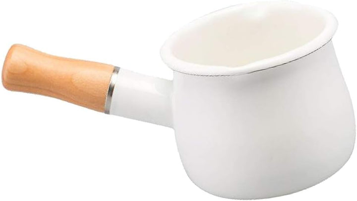 550ml Antihaft Klein Milchtopf Milchpfanne mit Holzgriff für Induktion Gasherd Weiss, Weiss