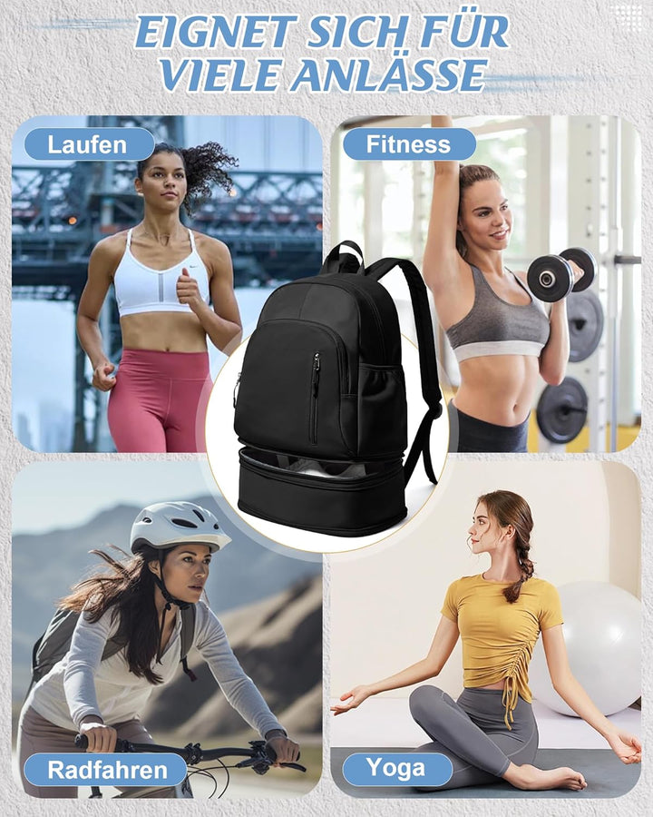 suradar Sportrucksack für Frauen mit Nasstasche und Schuhfach Sportrucksack Damen Gym Backpack Rucks