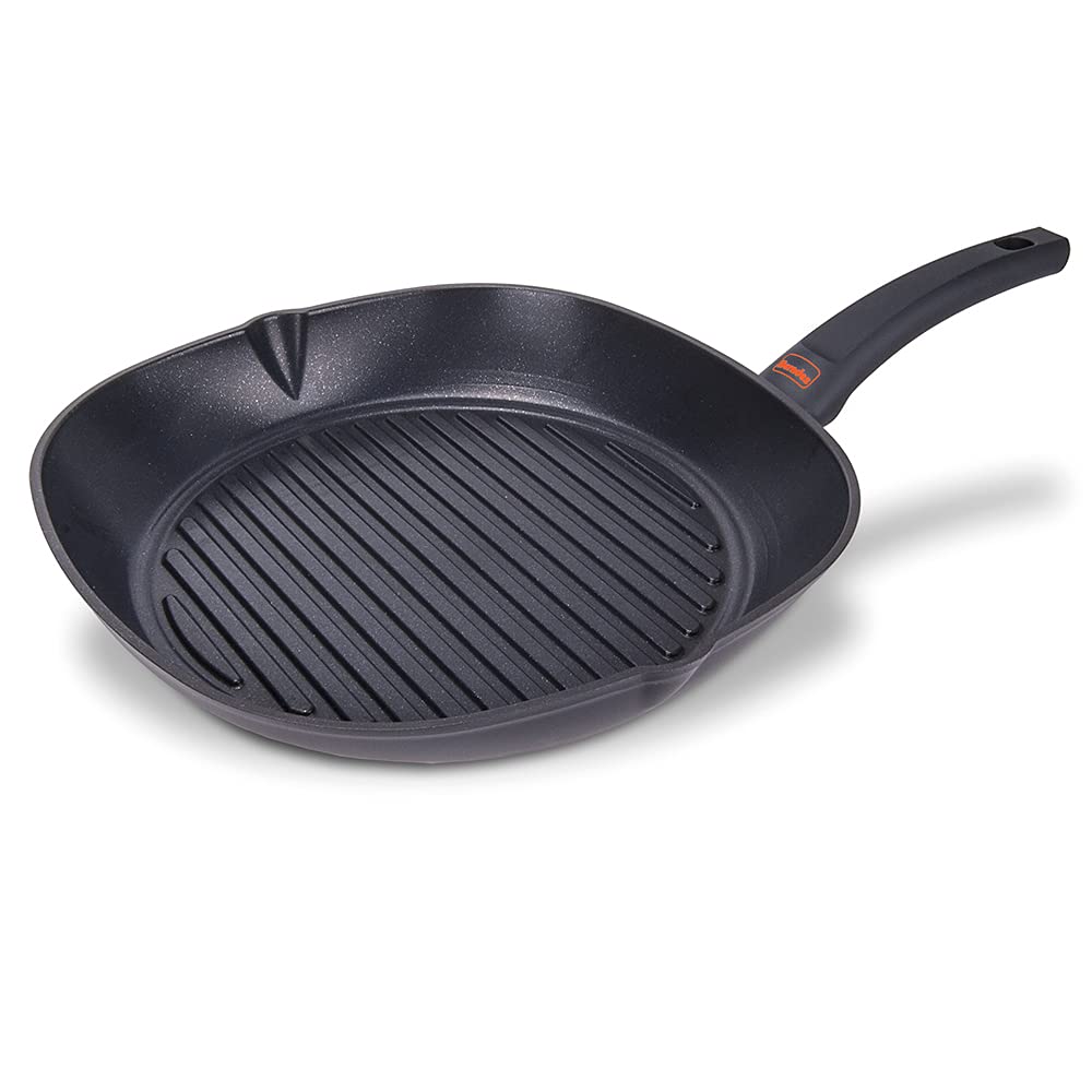 Berndes b.iron Grillpfanne 27x27 cm – langlebiges Gusseisen, hoch erhitzbar & energiesparend - für a