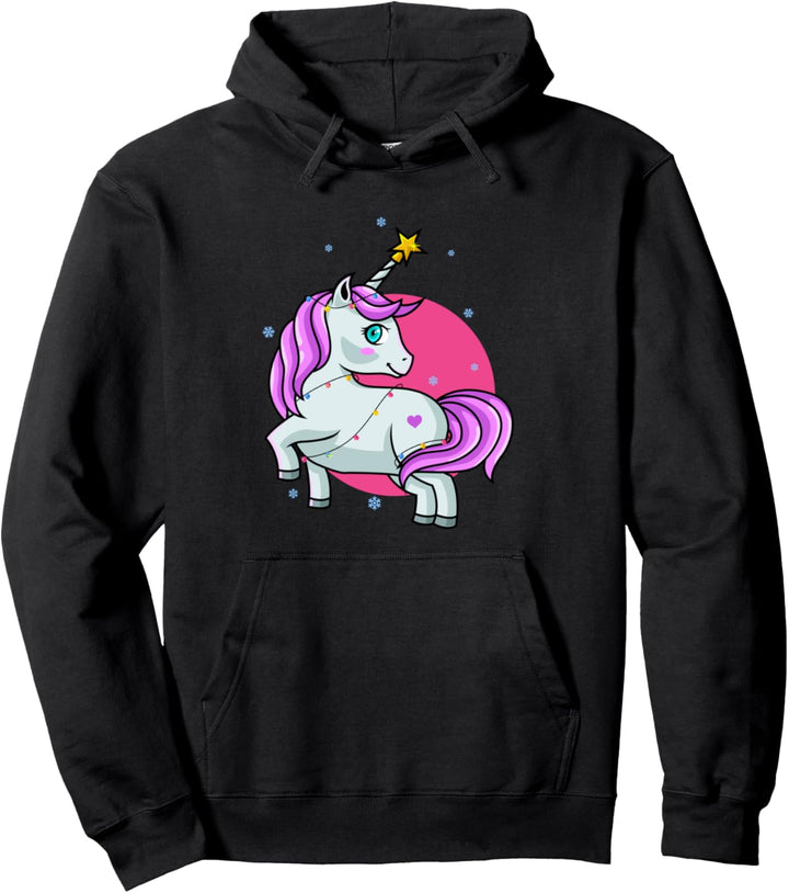 Süsses Weihnachts-Einhorn - Geschmücktes Fabelwesen Pullover Hoodie