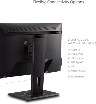 Viewsonic VG2440 60,5 cm (24 Zoll) Büro Monitor (Full-HD, HDMI, DP, USB 3.2 Hub, Höhenverstellbar, L