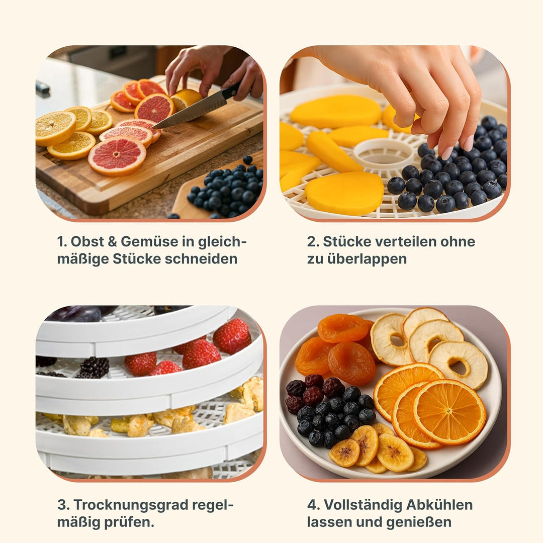 Clatronic DR 2751 Dörrautomat, 250 W mit Überhitzungsschutz, trocknet Obst, Gemüse, Kräuter, Fleisch