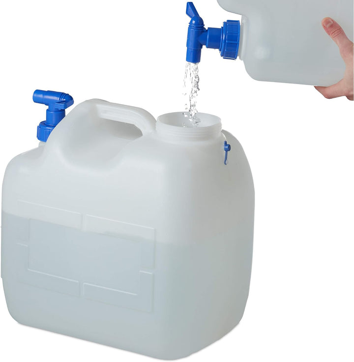Relaxdays Wasserkanister mit Hahn, Weithals Schraubdeckel, Trinkwasserkanister Camping, 23L, Kunstst