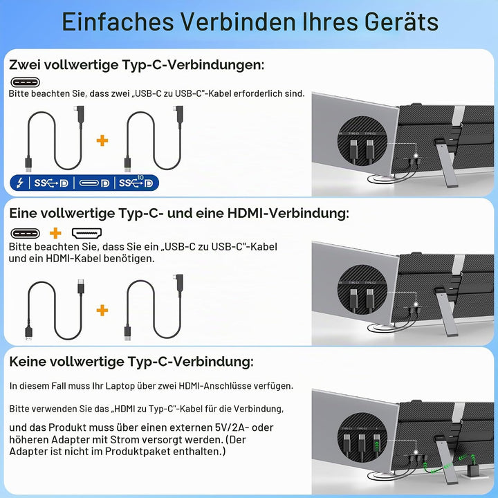 KEFEYA 14” Laptop Bildschirm Erweiterung, 100% sRGB FHD 1080P Laptop Screen Extender, Laptop Monitor