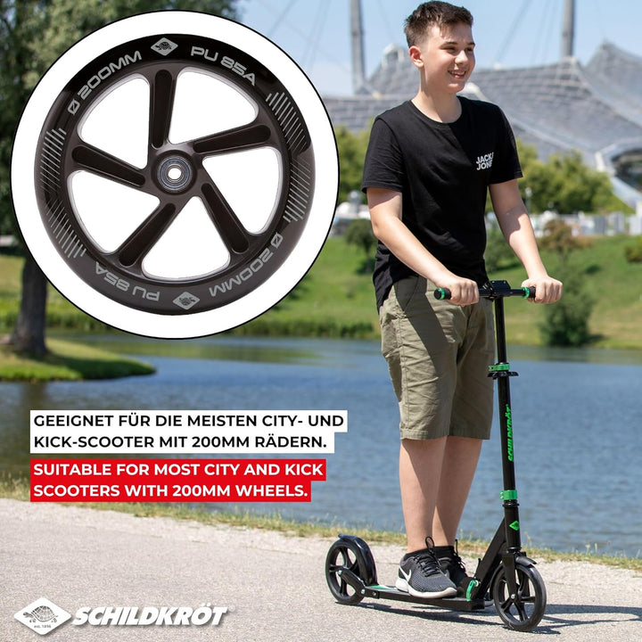 Schildkröt City-Scooter 200mm Ersatzrollen | 2er-Set Ersatzräder | hochwertige PU-Räder (85A) mit AB