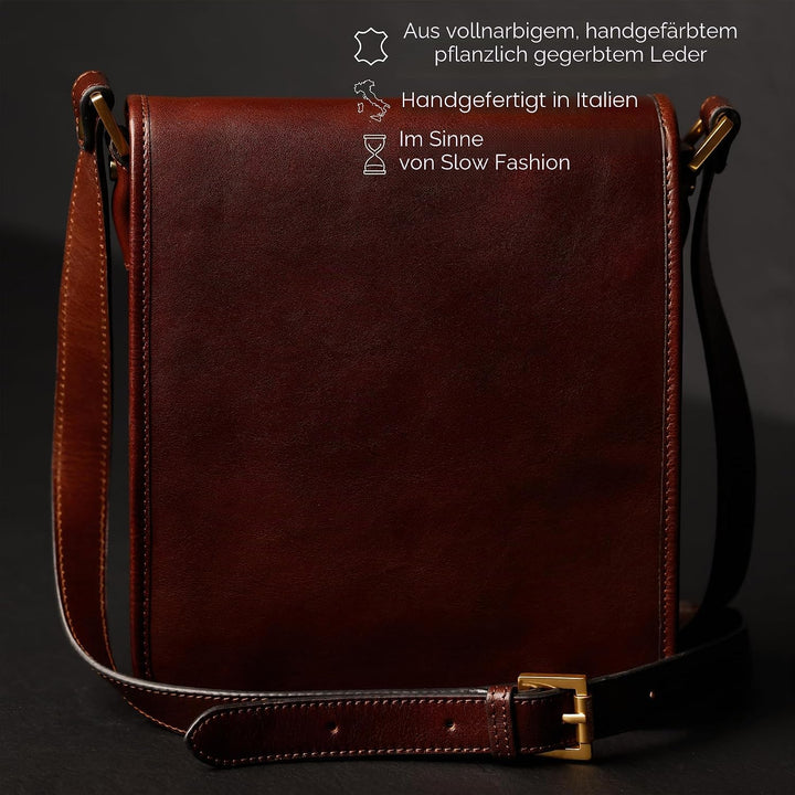 Time Resistance Schultertasche aus Leder Herren - Messenger Bags - Umhängetasche Herren - Elegante L