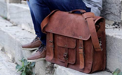 Komal's Passion Leather KPL 45,7 cm (18 Zoll) Leder-Aktentasche, Laptop-Kuriertasche, Schulranzen, C