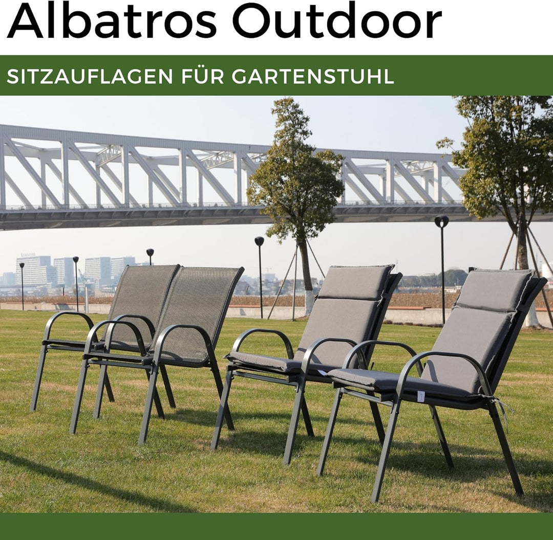 ALBATROS Gartenstuhl Sitzauflage 2er Set Gartenstuhlauflagen Sitzpolster Sitzkissen Outdoor Anthrazi