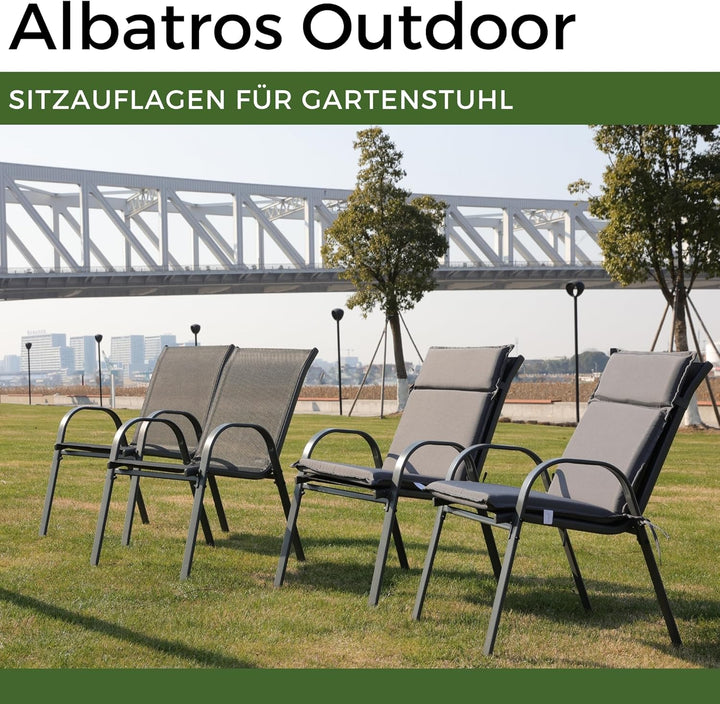 ALBATROS Gartenstuhl Sitzauflage 4er Set Gartenstuhlauflagen Sitzpolster Sitzkissen Outdoor Anthrazi