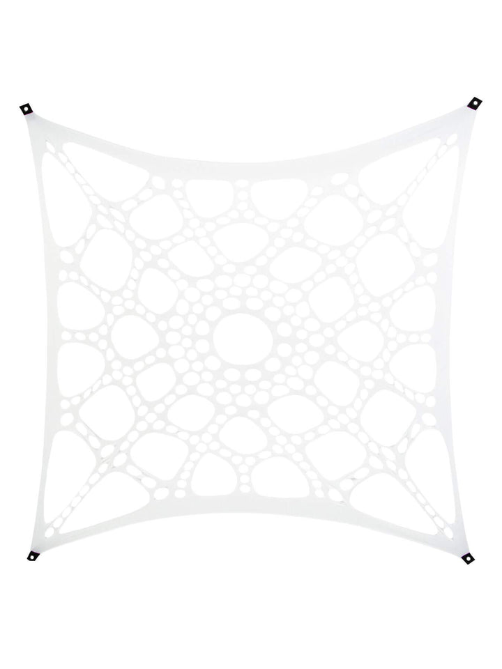 PSYWORK Schwarzlicht Segel Spandex | Neon Spiderweb | Weiss | 3 x 3m | UV-aktiv | Leuchtend | Wandtu