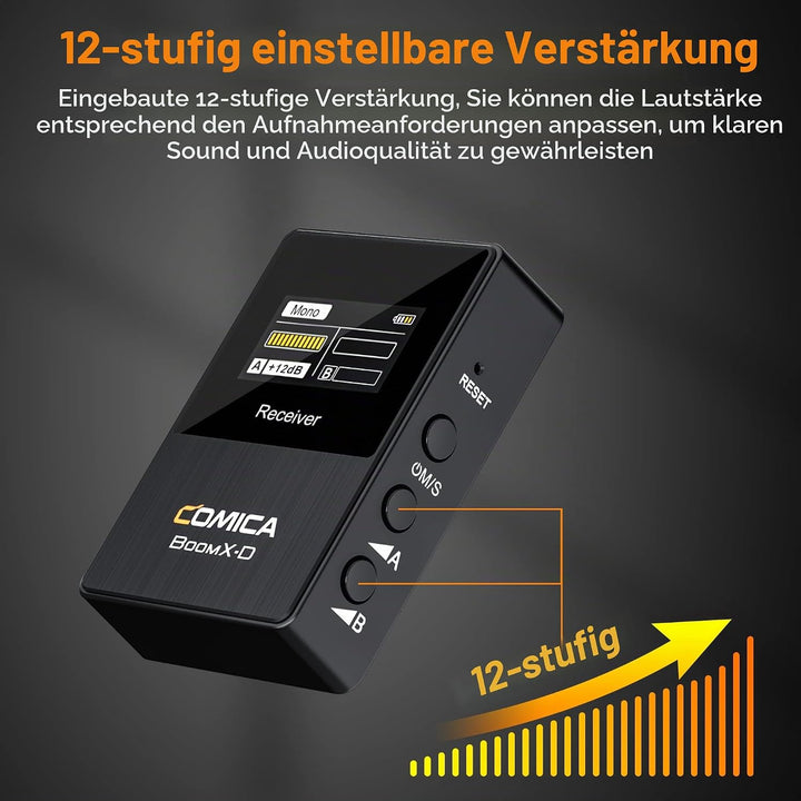 COMICA BoomX-D1 kabelloses Lavalier-Mikrofon, 2,4 GHz, kabelloses Krawattenmikrofon-System mit 1 Sen