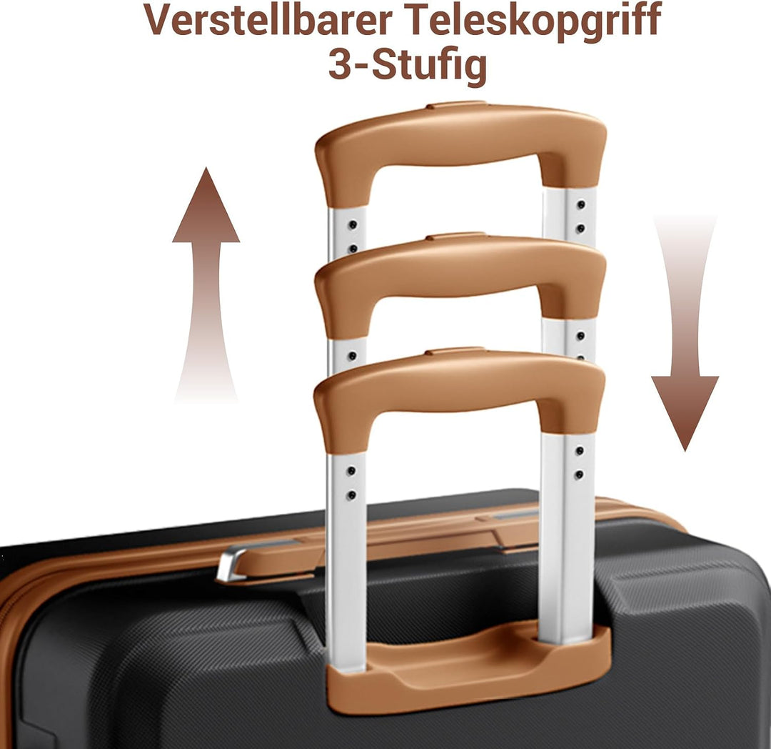 KONO Reisekoffer Set Gepäcksets 4 Teilig Kofferset, 55cm Handgepäck mit Beautycase Kosmetikkoffe mit