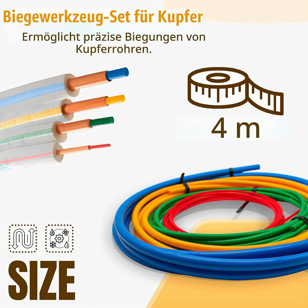 DOJA Barcelona | Rohrbiege Set für Klimaanlagen | 4 Meter | Ø| 1/4"-3/8"-1/2"-5/8" | Rohrbiegesatz f