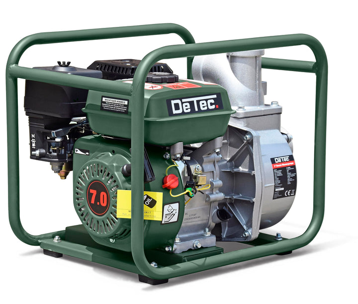 DeTec 3" Benzin Wasserpumpe Gartenpumpe (60.000 L/h, 28 Meter Förderhöhe, 3 Zoll Anschluss, 7 Meter