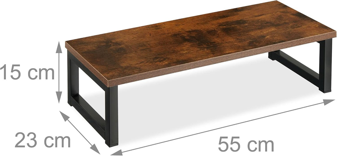 Relaxdays Monitorständer, Bildschirmerhöhung für Schreibtisch, HxBxT: 15 x 40 x 23 cm, Industrial De