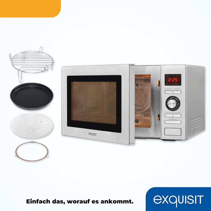 GGV Exquisit MW 9025H-3 25 Liter Mikrowelle+Grill+Heissluft Silber, 25 Liter Mikrowelle+Grill+Hei&amp;