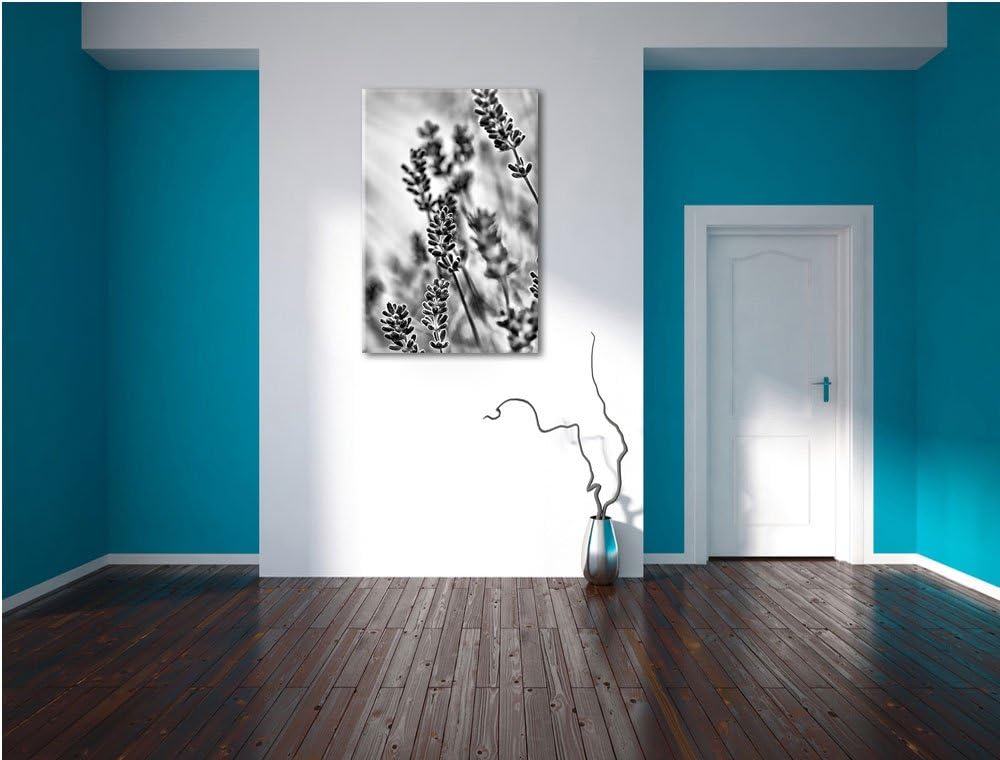 Monocrome, Lavendel , Format: 100x70 auf Leinwand, XXL riesige Bilder fertig gerahmt mit Keilrahmen,