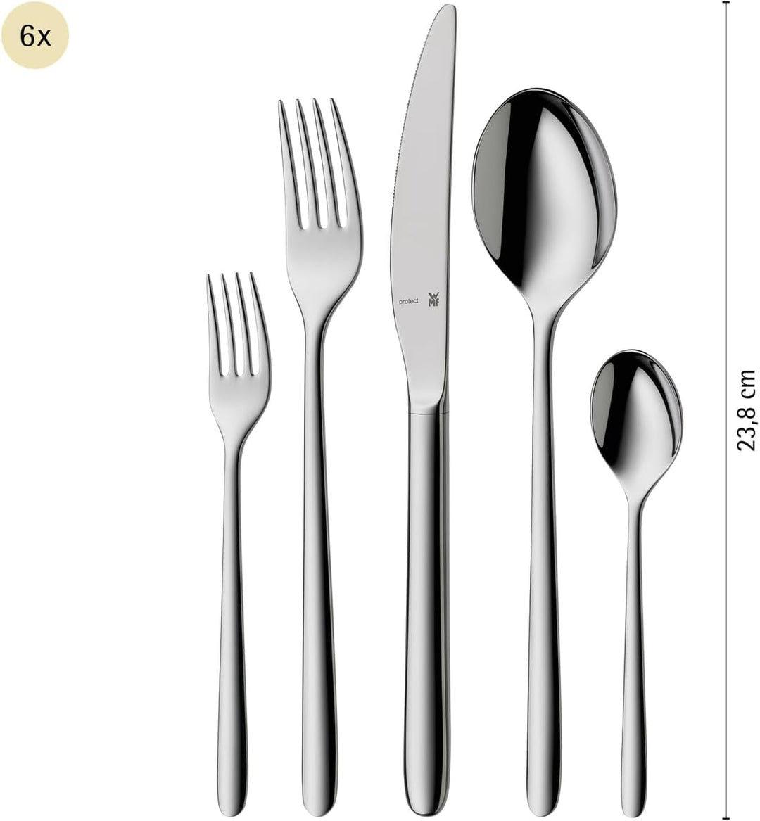 WMF Flame Plus Edelstahl Besteck Set 6 Personen, Essbesteck Set 30 teilig, Hohlheftmesser, Cromargan