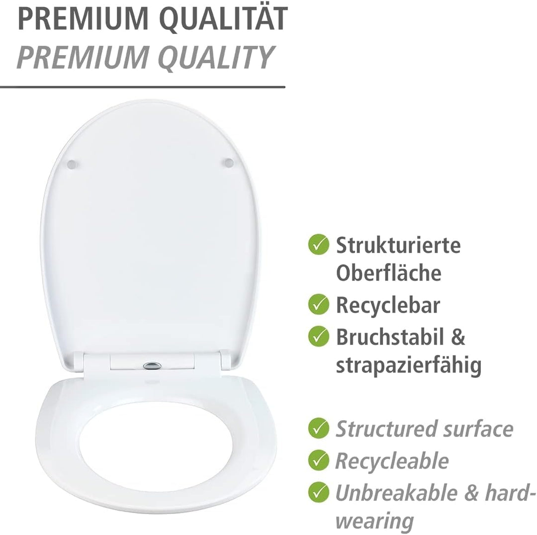 WENKO WC-Sitz Water Lily, strukturierte Oberfläche, Toilettendeckel mit Absenkautomatik, aus bruchst