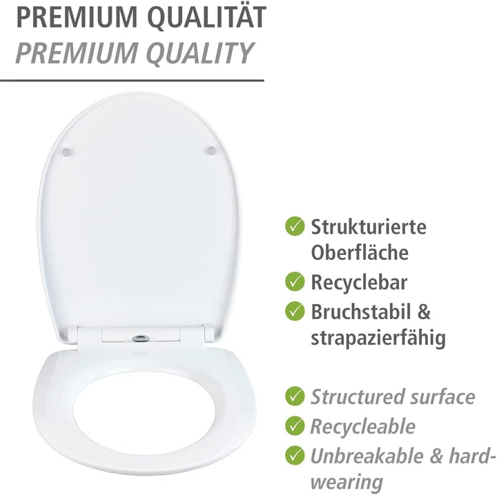 WENKO WC-Sitz Water Lily, strukturierte Oberfläche, Toilettendeckel mit Absenkautomatik, aus bruchst