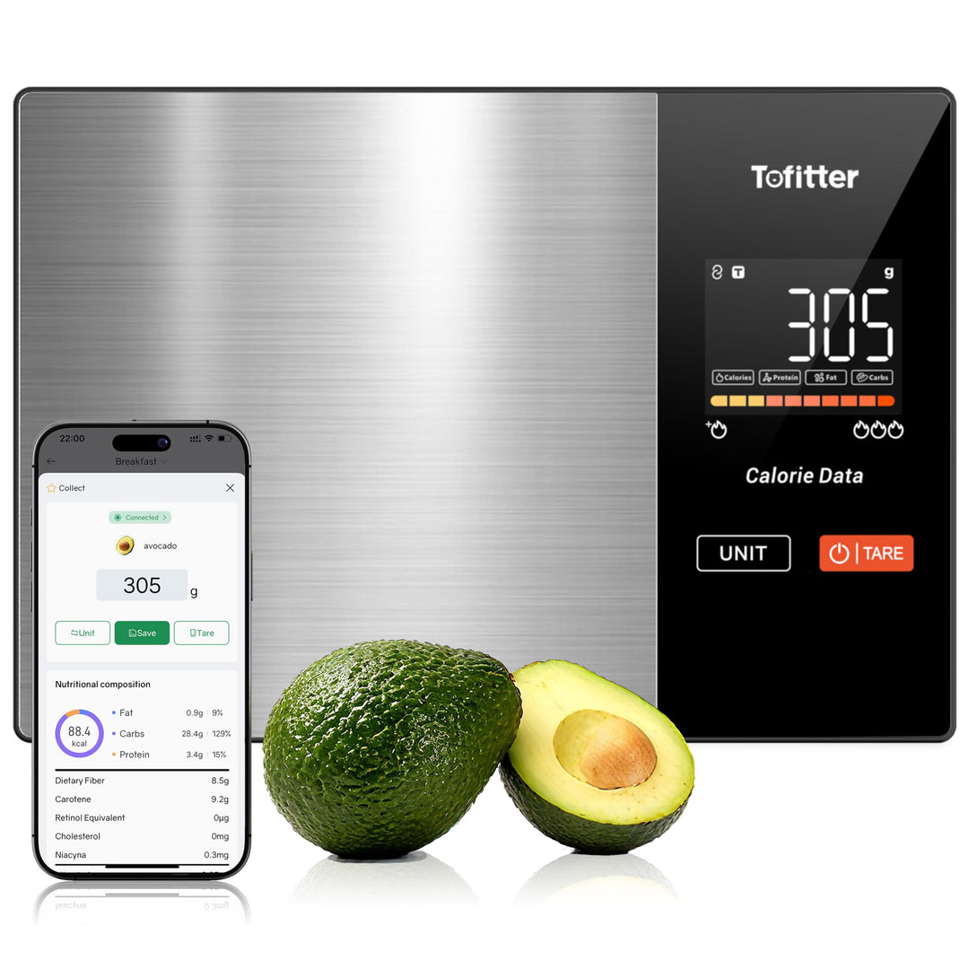 Smart Küchenwaage Bluetooth Ernährung Lebensmittelwaage mit kostenloser App Verfolgt 20 Nährstoffe &