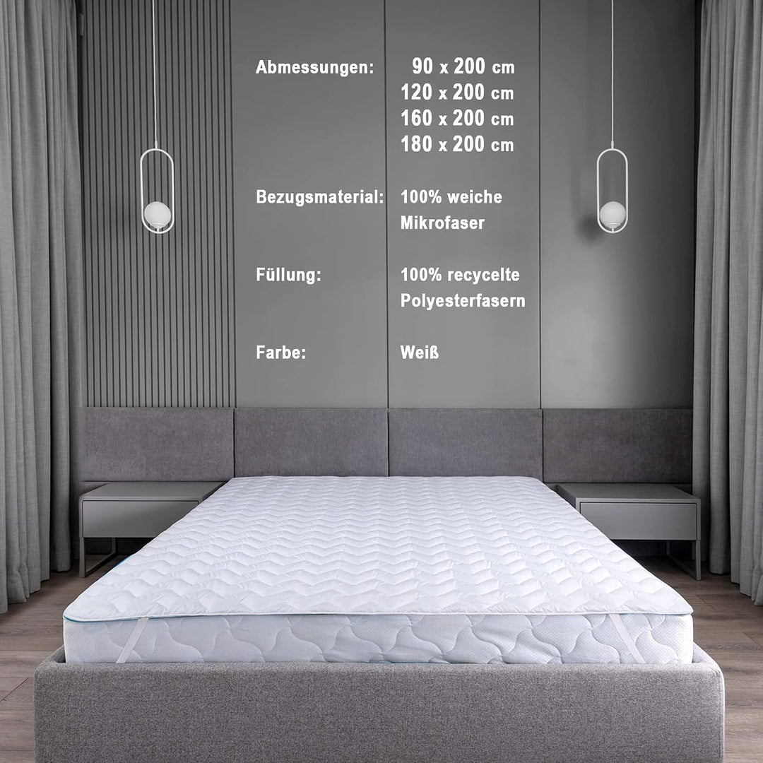 FAM Home Matratzenschoner 90 x 200 cm Waschbarer - Made IN Green Zertifizierte Gesteppte Matratzenau