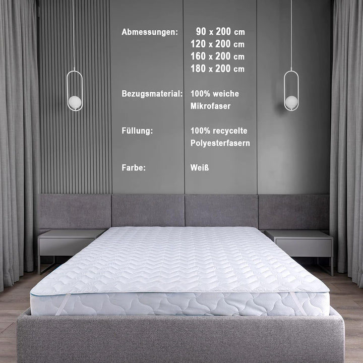 FAM Home Matratzenschoner 90 x 200 cm Waschbarer - Made IN Green Zertifizierte Gesteppte Matratzenau