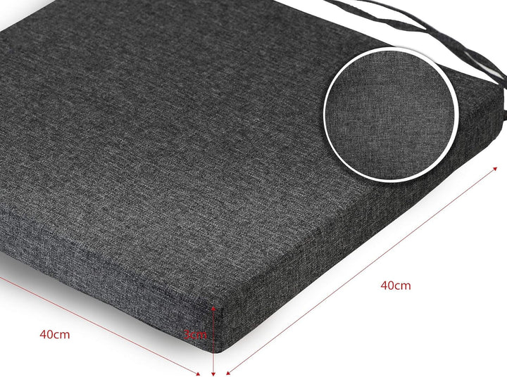 sunnypillow 4er Set Stuhlkissen mit Bindebänder - 40 x 40 x 3 cm - Sitzkissen Outdoor für Stühle/Bän