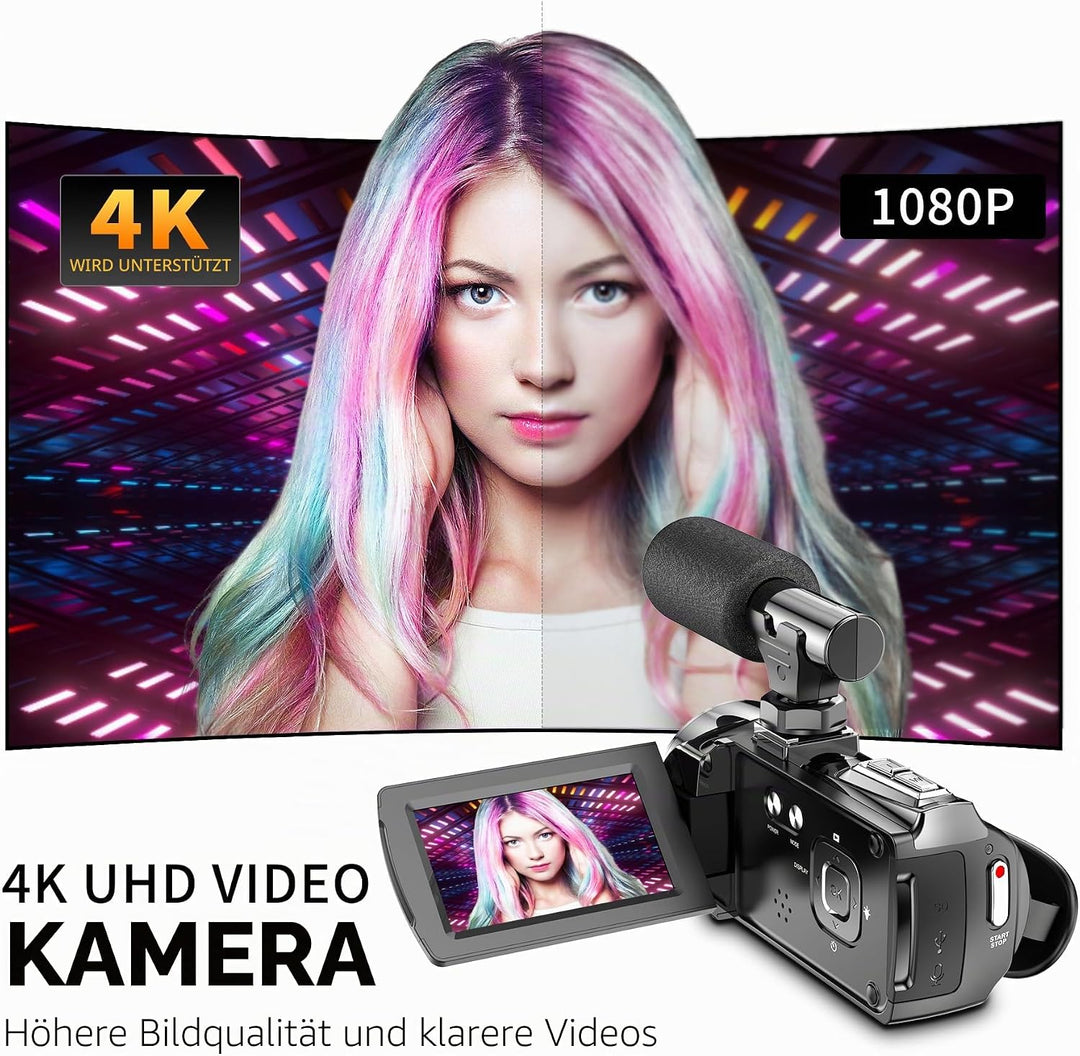 Caméscope vidéo 4K 36 MP Vlogging Caméra Pour Appareil Photo numérique YouTube 30 FPS 3,0 &