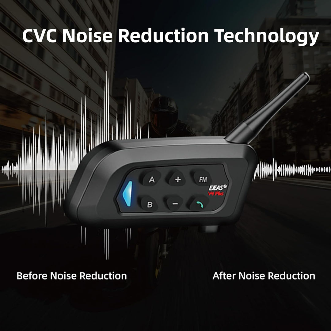 EJEAS V4C Plus Fussball Schiedsrichter Bluetooth Intercom Headset mit FM-Radio und CVC-Rauschunterdr
