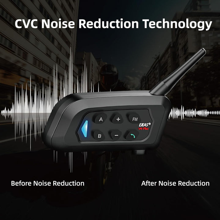 EJEAS V4C Plus Fussball Schiedsrichter Bluetooth Intercom Headset mit FM-Radio und CVC-Rauschunterdr