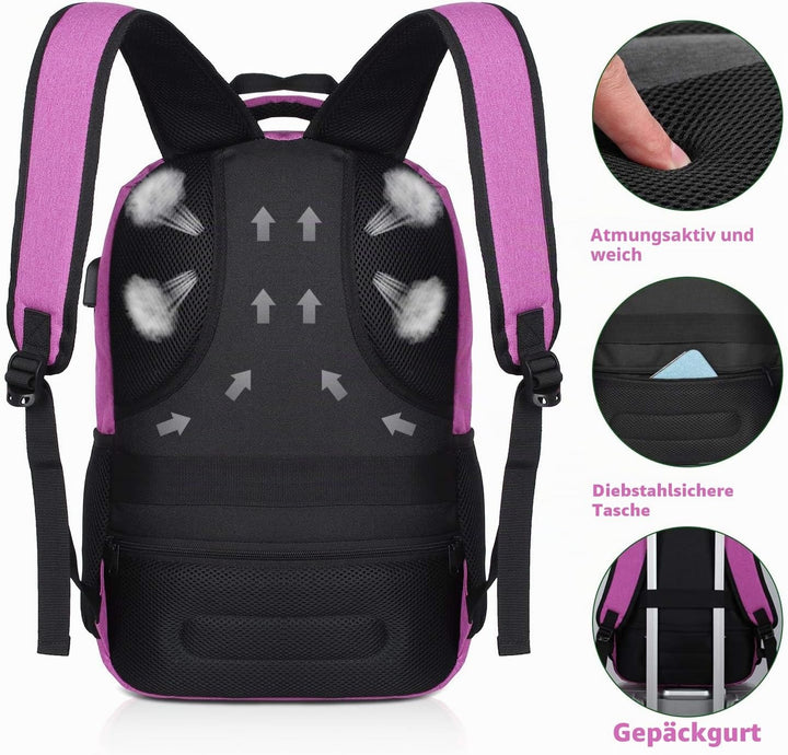 YAMTION Schulrucksack für Damen and Mädchen,Laptop Rucksack mit 15.6 Zoll Laptopfach für Schule Arbe