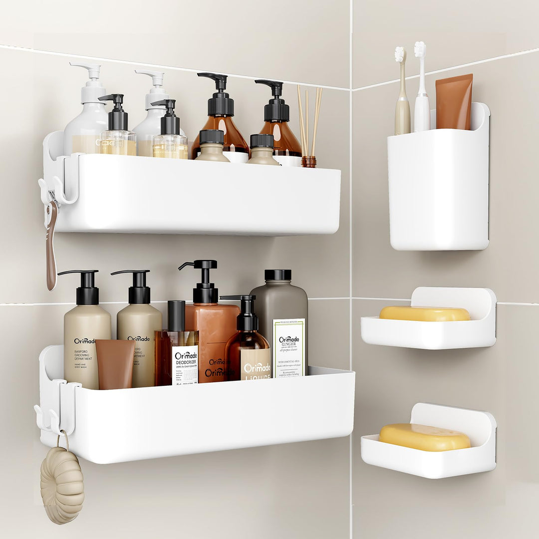 Orimade Duschablage ohne Bohren-Duschregal 5 Stück,Shampoo Halterung für Dusche Grosse Kapazität,Bad
