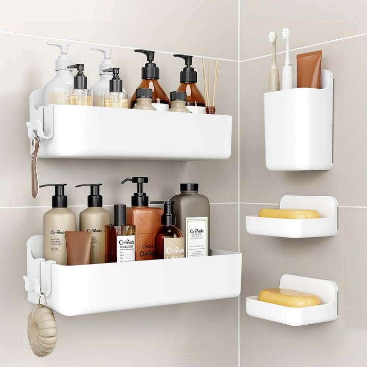 Orimade Duschablage ohne Bohren-Duschregal 5 Stück,Shampoo Halterung für Dusche Grosse Kapazität,Bad