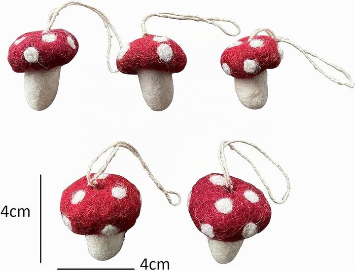 Én Gry &amp; Sif Pilze Glückspilze (5er Set), Herbst Deko Filz, Hand-Made, fair-Trade zum Aufhängen (Fli
