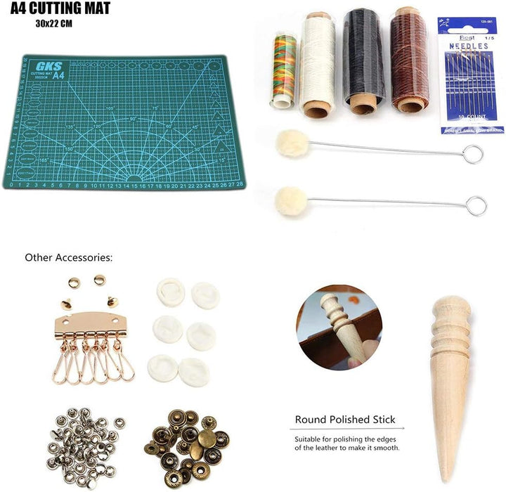 Leder Nähwerkzeuge 44 Stück Leder Handwerkzeug Kit für Handnähen, Nähen, Stempelset und Sattelherste