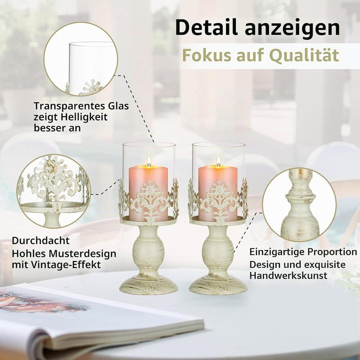 NUPTIO 2 Stücke Vintag Design Geschnitzter Kerzenständer, Paket Aktualisiert Hochzeit Party Weihnach