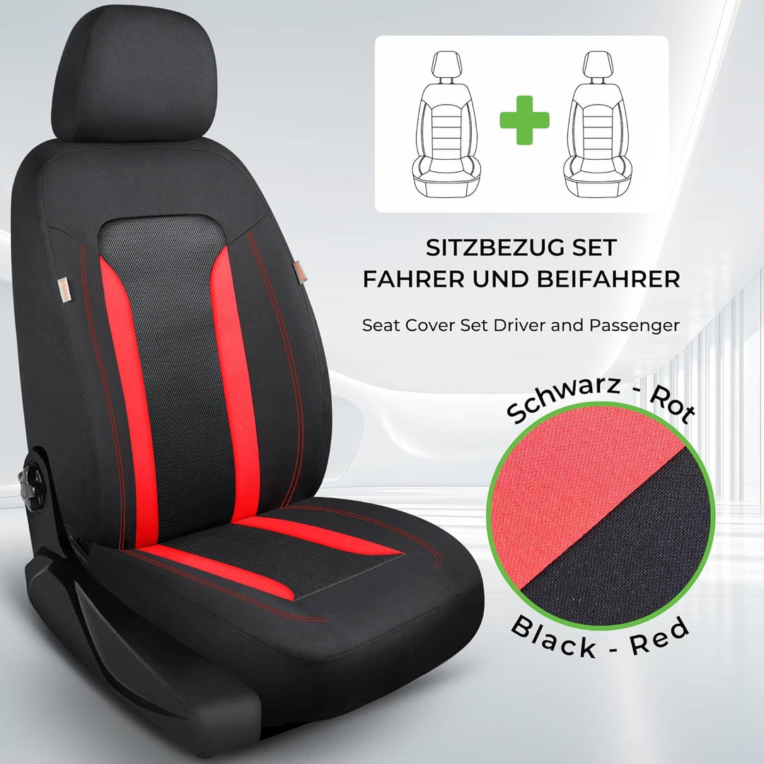 Schonbezüge Sitzbezüge für Ford Fiesta MK 7 Bj 2008-16 in Schwarz/Rot TF3