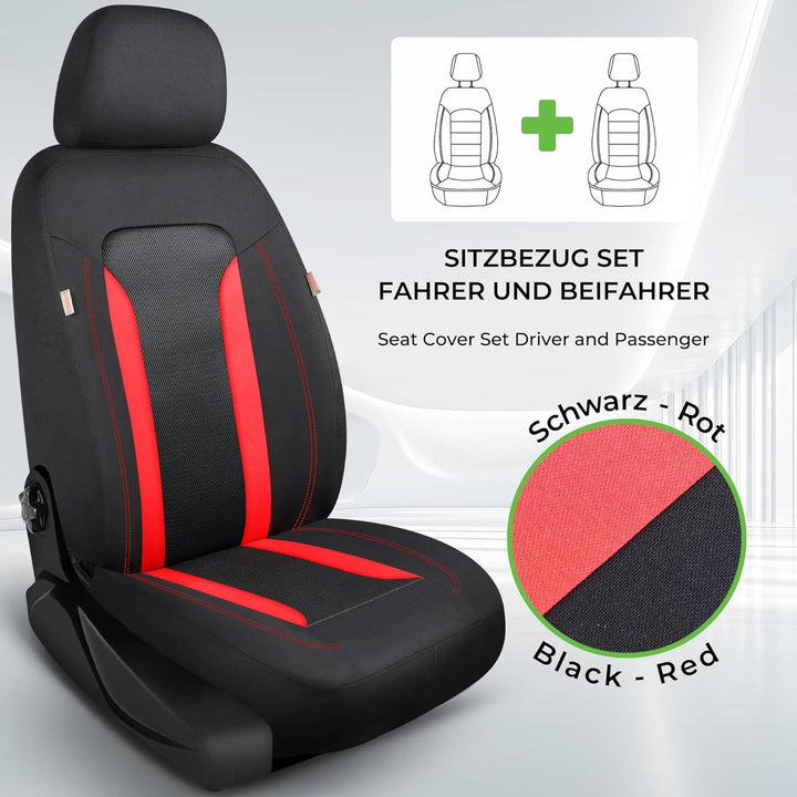 Schonbezüge Sitzbezüge für Ford Fiesta MK 7 Bj 2008-16 in Schwarz/Rot TF3
