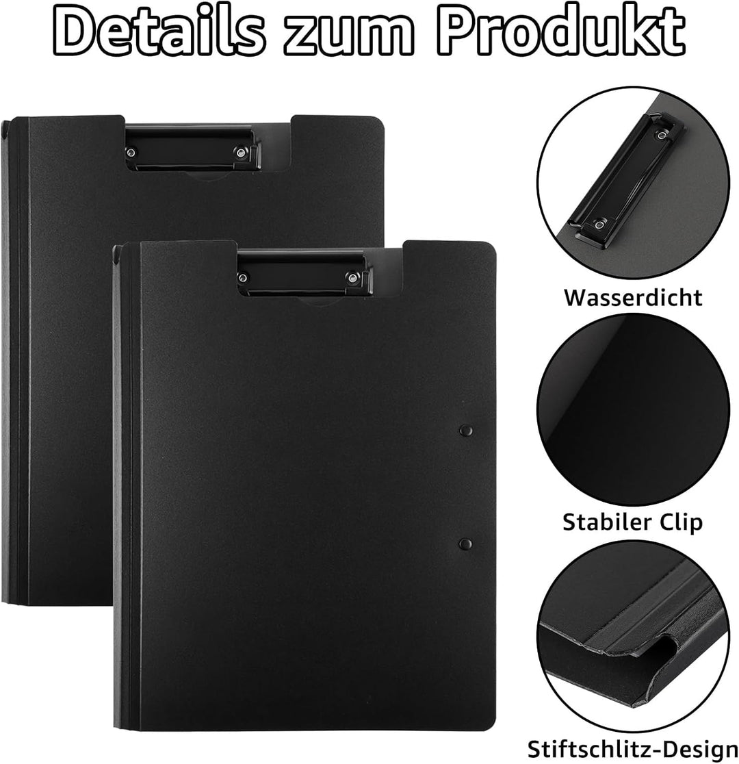 8 Stück Schreibbrett Klemmbrett A4 - Klemmbretter mit Doppelclip - Klemmmappe Kunststoff Clipboard A