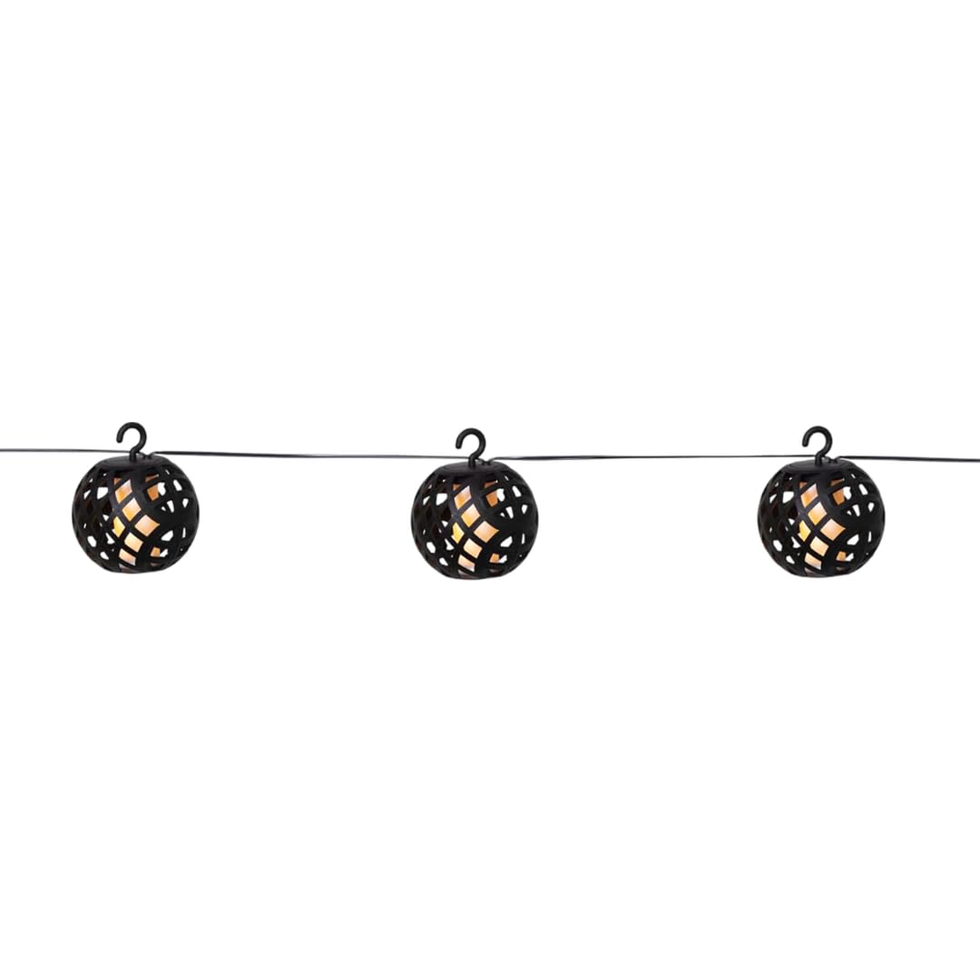 Star Trading Solar-Lichterkette mit Flammeneffekt, 8 Kugelleuchten, Schachbrettmuster, Solarpanel 20